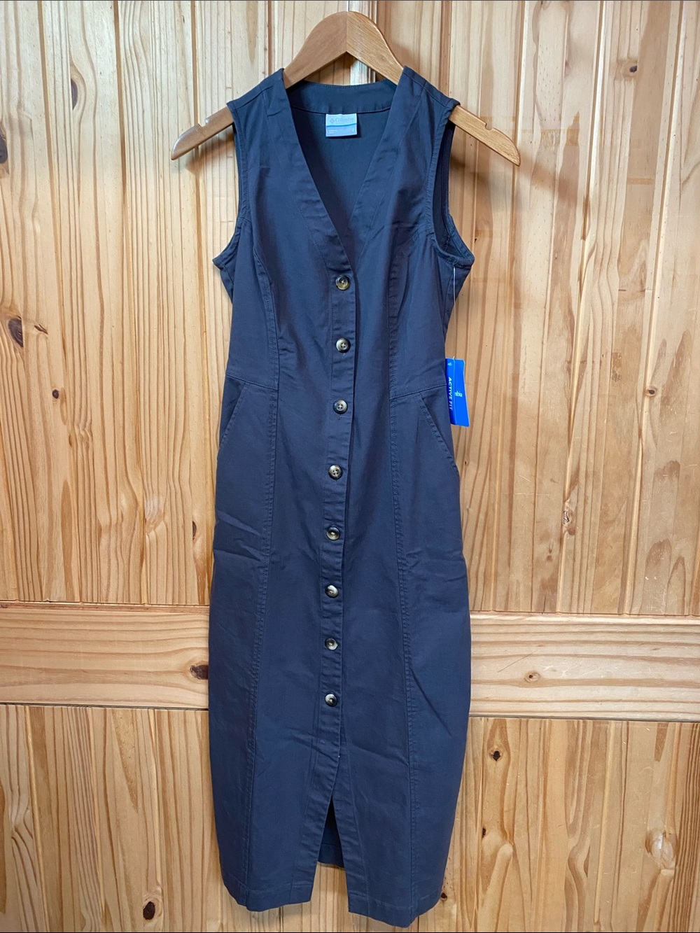 Columbia Navy Sleeveless Button-Front Sheath Dress